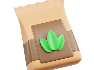 Agricultural Equipment Accessory Bag Featuring Brown Material And Green Leaf Pattern 3d model
