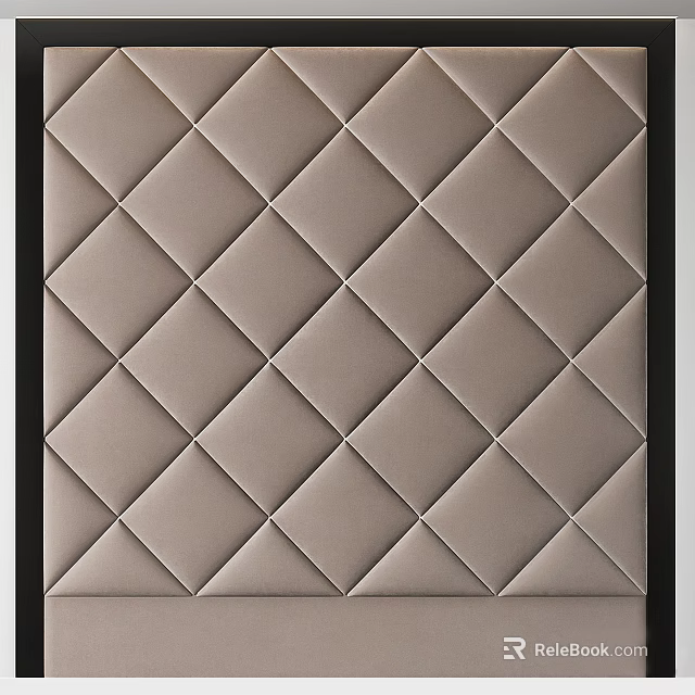 Elegant Light Brown Upholstered Wall Panel With Diamond Tufted Pattern For Modern Interior Decor 3d model 