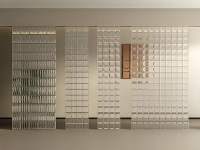 Modern Glass Room Divider With Transparent Textured Panels For Interior Space 3d model