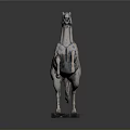 Standing Horse Statues in Silver and Gold with Marble Base 3d model