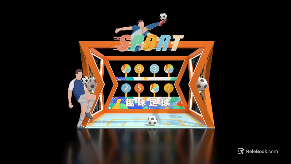 Fun Soccer Interactive Zone with Goal Structure Score Targets and Players Playing 3d model 