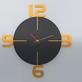 Modern Black Dial Wall Clock with Yellow Numerals Red Second Hand and Gold Hands