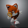 Cartoon Red Fox Character In Detective Role With Magnifying Glass And Scarf