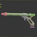 Futuristic Sci-Fi Weapon Silver Metallic Gun Design With Reflective Barrel And Grip