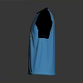 Casual T-shirt with Blue Body and Black Raglan Sleeves Featuring Vibrant Skull Graphic Design