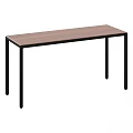 Simple Modern Dining Table With Brown Wooden Top And Black Metal Legs