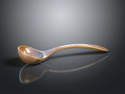 Copper Kitchen Spoon With Smooth Curved Handle And Shiny Reflective Surface 3d model