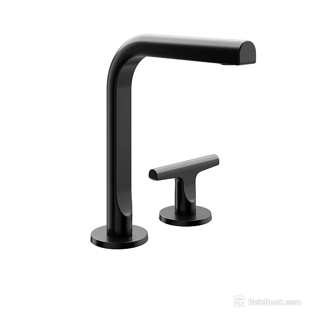 Black Modern Faucet With Tall Spout Separate Handle And Matte Finish 3d model 