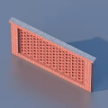 Red Brick Perforated Wall Structure With Gray Top Edge Design 3d model