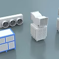 Efficient Industrial Equipment With Cooling Units Ventilation Fans And Cabinet Systems