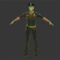 Realistic Male Police Officer In Blue Uniform With Cap Badge And Utility Belt Standing Pose