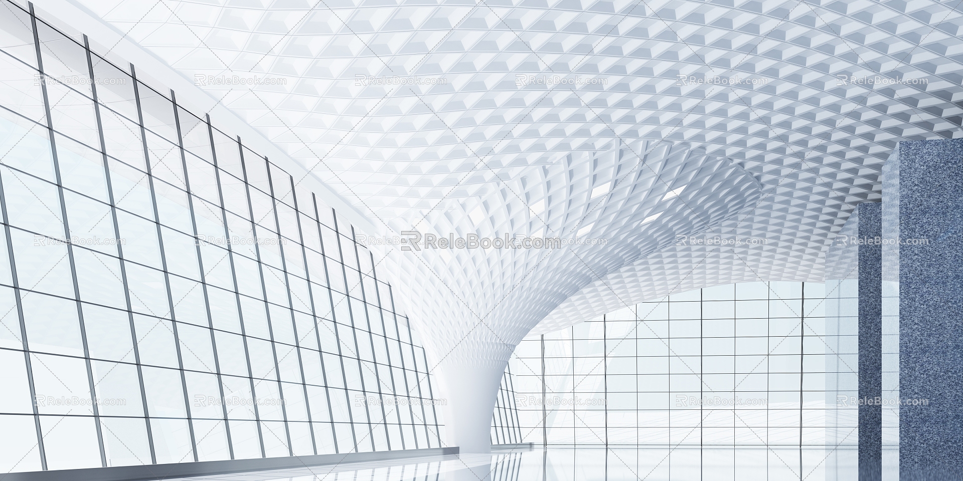 modern hall building 3d model