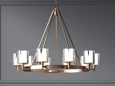 Elegant Modern Chandelier With Circular Metal Frame And Multiple Glass Shades Design 3d model