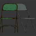 Vintage Folding Leisure Chairs With Green And Light Blue Seats And Metal Frames