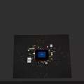 AI Powered Electronic Chip With Blue Interface On Circuit Board Components