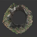 Wooden Stone Tree Stump Decorative Sculpture With Natural Green Base Accents