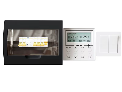 Modern Switch Panel With Digital Display Control Buttons And Multiple Switches 3d model