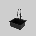 Black Modern Kitchen Sink With Single Bowl And Tall Faucet Design