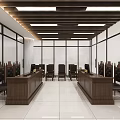 Modern Courtroom Interior Design With Wooden Desks Chairs And Layout