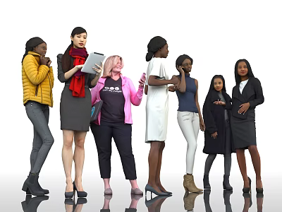 Diverse Women of Different Ethnicities Ages and Professions Standing Together 3d model