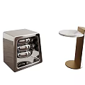 Modern Side Tables With Square Design And Round Marble Top Metal Frame Structure 3d model