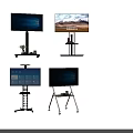 Smart TV on Modern Mobile Stand with Shelf and Digital Interface Screen 3d model