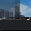 Urban Road Infrastructure With Street Lamps Lanes And Moving Vehicles Under Blue Sky