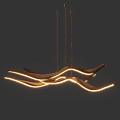 Modern Abstract Pendant Light With Curved Wooden Design And Warm LED Lighting