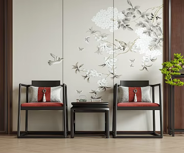 New Chinese Style Leisure Chair Single Chair Dining Chair Tea Chair Book Chair Armchair 3d model