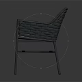 Modern Woven Rattan Chair with Metal Frame and Light Gray Cushion