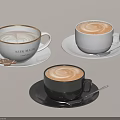 Sleek Coffee Cups With Latte Art And Cookies On White And Black Saucers And Spoons
