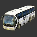 White Modern Coach Bus With Large Windows And Body Graphics On Reflective Surface 3d model
