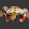 3D Action Figure Model With Blonde Spiky Hair Red Gloves Blue Belt And White Pants