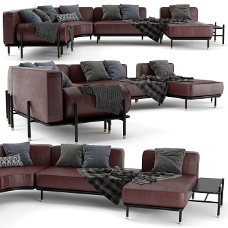 Multi-person sofa Combination sofa Double sofa Three-person sofa 3d model