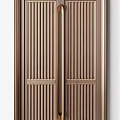 Elegant Modern Copper Paneled Doors With Grille Vertical Slats And Geometric Patterns