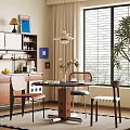 Modern Middle Ancient Dining Table and Chair 3d model