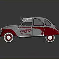 Vintage Gray And Red Classic Car With Caravaggio Lettering Retro Design