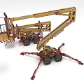 Yellow Telescopic Boom Lift Model with Extended Outriggers and Working Platform