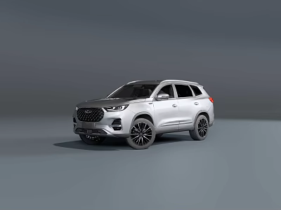 Silver SUV With Modern Sleek Body Design Stylish Black Wheels On Gray Background 3d model