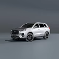 Silver SUV With Modern Sleek Body Design Stylish Black Wheels On Gray Background