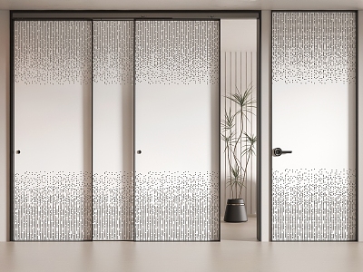 Modern sliding door simple double door entrance door meeting room door guest room door 3d model
