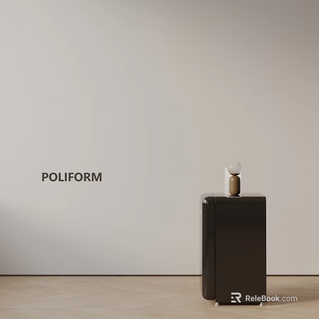 Poliform Black Bedside Table With Marble Base Spherical Lamp And Minimalist Design 3d model