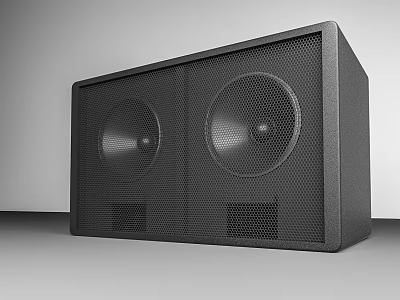 Black Dual Speaker Modern Audio System With Mesh Front Panel Design 3d model