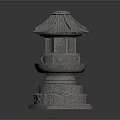 Traditional Stone Pagoda Style Architectural Structure With Carved Base And Roof