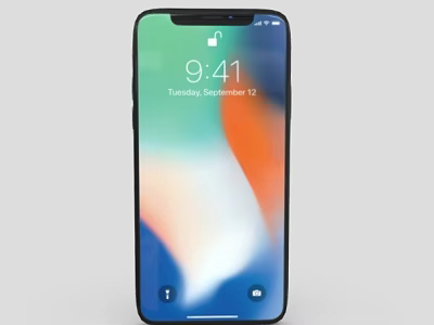 Smartphone Digital Display Showing Time and Date with Gradient Wallpaper and Notch Screen 3d model