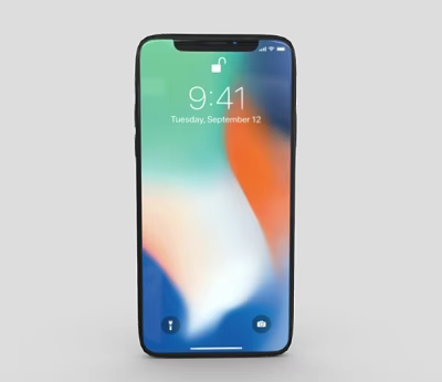 Smartphone Digital Display Showing Time and Date with Gradient Wallpaper and Notch Screen 3d model