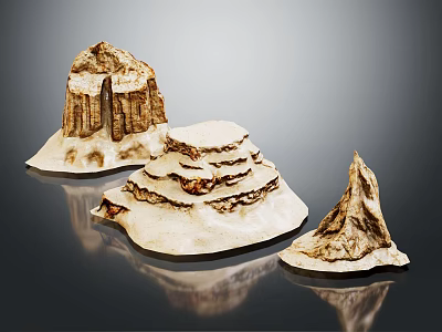 Natural Layered Rock Formations Landscape With Textured Surface And Scenic Views 3d model