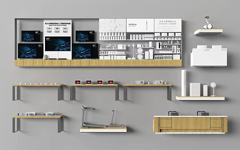 Modern Technology Showcase Booth Shelf 3d model