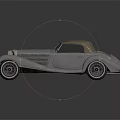 Vintage Silver Convertible Car With Classic Grille Chrome Accents And Reflective Surface