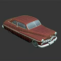 Red Vintage Classic Car With Sleek Body Chrome Details And Reflection